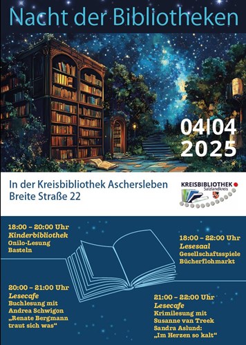 "Nacht der Bibliotheken" am 04. April in Kreisbibliothek Aschersleben